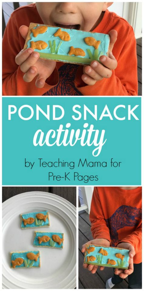 Pond Snack Activity for preschool Spring Cooking Activities For Preschool, Pond Life Activities For Toddlers, Preschool Cooking Activities, Reptiles Preschool, Pond Life Theme, Pond Habitat, Pond Crafts, Preschool Food, Classroom Snacks