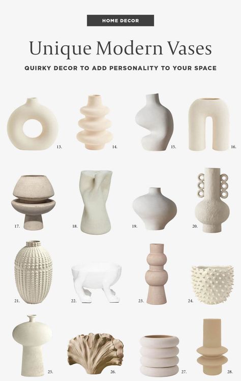 Shopping guide of unique modern vases for your home decor. Vase Deco, Modern Vases, Apartment Decoration, Unique Home Accessories, Unique Vases, Modern Vase, Decoration Inspiration, Home Decor Vases, Vase Design