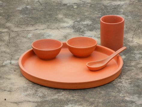 Terracotta Earthen Clay Mitti Dinner Set, Earthenware Kitchen Utensils, Thali, Food Plate, Plate, Glass, Spoon, Bowl by JaipurTreasures on Etsy Clay Utensils, Indian Kitchen Utensils, Kitchen Plates Set, Wood Kitchen Tool, Baking Store, China Country, Kitchen Decor Collections, Wooden Kitchenware, Glass Spoon