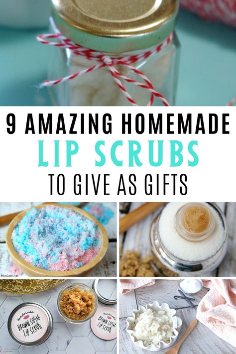 9 Homemade Lip Scrubs That Make Great Gifts - The Stress-Free Christmas Homemade Lip Scrubs, Scrub Ideas, Homemade Lip Scrub, Flavored Lip Scrub, Honey Lip Scrub, Peppermint Coffee, Coffee Sugar Scrub, Lip Scrub Recipe, Lip Scrub Homemade