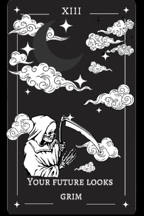 Grim Reaper Tarot Card, Reaper Tarot Card, Aj Logo, Moon And Clouds, Tarot Tattoo, Window Cards, Tarot Cards Art, Cloud Drawing, Card Drawing