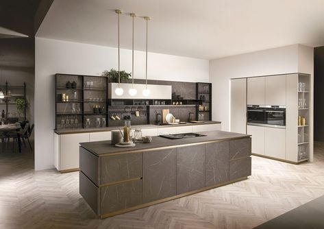 2021 Kitchen Designs, Kitchen With An Island, Modern Kitchen Colours, Stylish Kitchen Design, Серая Кухня, Hispanic Kitchen, Classic Kitchen Design, Kitchen Countertop Materials, Kitchen Designer