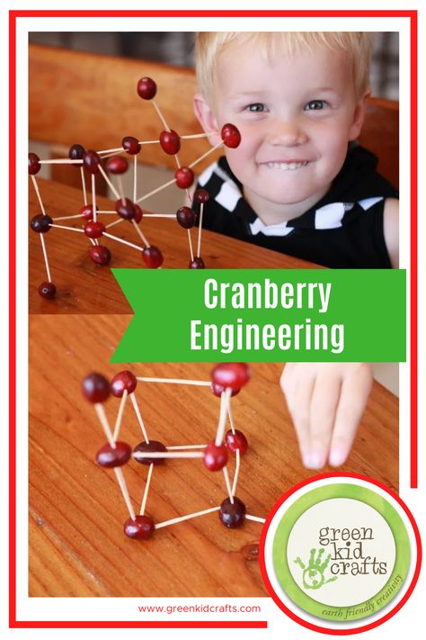 Combining festive cranberries and your kids' engineering and motor skills, this STEAM project comes just in time for the Thanksgiving holiday. Kids can experiment with strength, sturdiness and height of different structures. This fun cranberry engineering activity is the perfect distraction for kids (even your preschoolers) while you prepare for the big meal! Free Crafts For Kids, Thanksgiving Stem Activities, Fall Stem Activities, Thanksgiving Stem, Plan Board, Craft Box Subscription, Subscriptions For Kids, Free Crafts, Engineering Activities