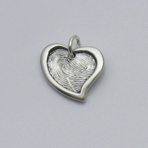 "Capture your loved ones fingerprints and turn it into this beautiful silver asymmetrical heart fingerprint charm.  These timeless pieces will touch the hearts of those who receive your gift, or design a special piece for yourself. I offer many designs to choose from, or you can create your own.  This design is made with sterling silver and includes 1 fingerprint charm with a jump ring.  These designs are intended to be \"perfectly imperfect\", meaning, they are not going to be perfectly square, Heart Fingerprint, Fingerprint Heart, Birth Stones Chart, Wearable Jewelry, Thumb Print, 2 Hearts, Handwriting Jewelry, Fingerprint Jewelry, Keepsake Jewelry