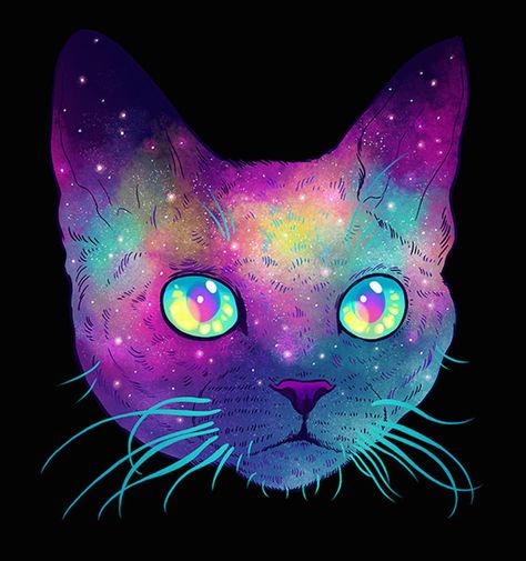 Galactic Cats Series – Fubiz Media Jen Bartel, Wallpaper Gatos, Gatto Carino, Galaxy Cat, Devon Rex, Space Cat, Arte Animal, Trippy Art, Cat Wallpaper