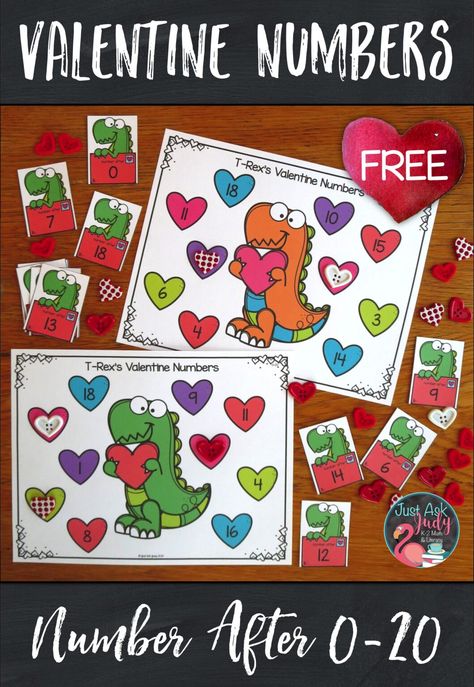 1 Free and Terrific Valentine Number Activity - Just Ask Judy February Classroom Activities, Valentine Math Activities, Kindergarten February, February Classroom, Kindergarten Valentines, Valentine Art Projects, Number Activity, Math Valentines, February Activity