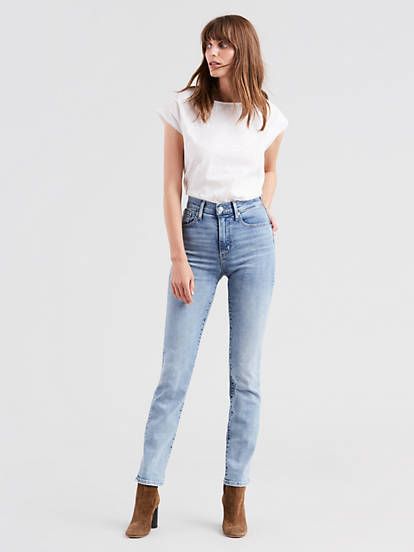 Levis 724 High Rise Straight Outfit, Levis 724, High Waisted Straight Jeans, Highwaisted Jeans, Jeans Heels Outfit, High Rise Straight Jeans, Jeans Outfit Women, Army Pants, Heels Outfits