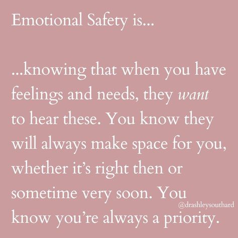 I talk about Emotional Safety in my therapy sessions A LOT, because it's THAT important! ✨ Oftentimes, people aren't even aware that Emotional Safety is a 'thing' to consider or require in their love relationship. But once they see it, they can't unsee it! 🤗 Emotional Safety is that felt sense of security with your partner, where you know that ~ no matter what ~ you and your experience in this relationship truly, truly matters to them. 🥰 This means you can lean into them, lean on them, a... I Can’t Help But Love You, Safety In A Relationship, Emotional Safety In Marriage, 2024 Reset, Emotional Safety, Safety Quotes, Emotional Security, Emotional Growth, To My Future Husband