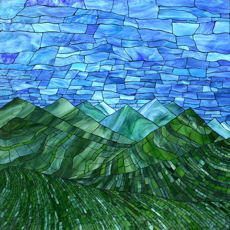 Green Mountains by Kasia Polkowska | Flickr - Photo Sharing! Landscape Mosaic, Stained Glass Mosaic Art, Mosaic Stained, Mosaic Madness, Mosaic Murals, Green Mountains, Glass Mosaic Art, Mosaic Flowers, Mosaic Garden