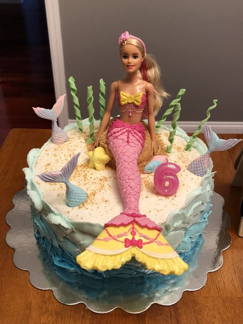 Mermaid Cake With Barbie, Mermaid Princess Cake Ideas, Mermaid Doll Cake Ideas, Mermaid Barbie Birthday Party Cake, Mermaid Cake Barbie, Barbie Mermaid Cake Ideas, Mermaid Cake With Doll, Barbie Mermaid Cake Topper, Barbie Mermaid Birthday Party Ideas