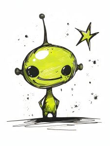 Alien Illustration Cute, Alien Drawing Cute, Alien Drawing Sketches, Cute Alien Art, Cute Alien Drawing, Alien Doodle, Alien Cute, Cute Aliens, Alien Drawing