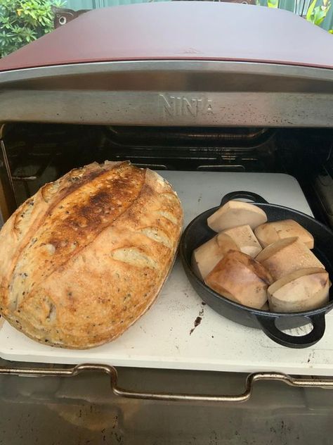 NINJA WOODFIRE OUTDOOR OVEN - RECIPES & TIPS | 1st time posting in this group, all I can say is I absolutely love this Ninja Woodfire Outdoor Pizza Oven, baked sourdough this morning and used a sma... | Facebook Ninja Woodfire Pizza Oven Recipes, Woodfire Pizza Oven, Woodfire Oven, Pizza Oven Recipes, Outdoor Oven, Outdoor Pizza Oven, Outdoor Pizza, Oven Recipes, Pizza Oven