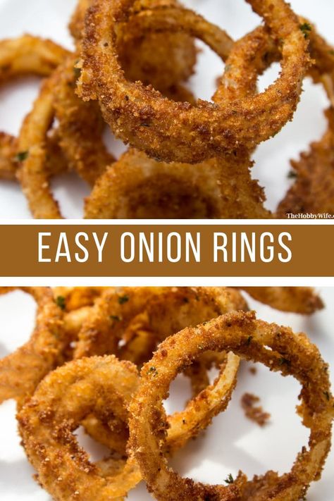 Easy Onion Rings Recipe, Easy Onion Rings, Best Onion Rings, Onion Rings Air Fryer, Onion Rings Recipe Easy, Crispy Onion Rings, Baked Onion Rings, Homemade Onion Rings, Beer Battered Onion Rings