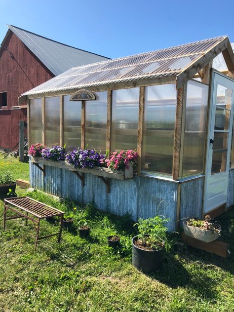 Rustic Greenhouses, Diy Greenhouse Plans, Outdoor Greenhouse, Storm Doors, Greenhouse Shed, Build A Greenhouse, Double J, Urban Farm, Backyard Greenhouse