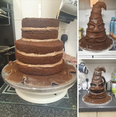 Sorting Hat Cake, Harry Potter Night, Harry Potter Recipes, Harry Potter Cakes, Harry Potter Themed Party, Harry Potter Theme Birthday, Harry Potter Sorting Hat, Harry Potter Bday, Hat Cake