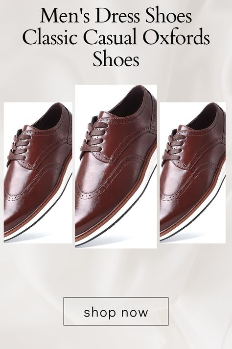 for Men Brogues Wing Tips Lace Up Punched Round Toe Casual Oxford Shoes, Men's Dress Shoes, Brogues Men, Oxfords Shoes, Shoes Classic, Oxford Shoes Men, Classic Casual, Shoes For Men, Shoe Shop