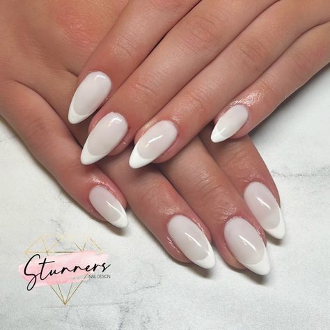 Short Acrylic Nail Ideas, Short Acrylic Nails Almond, Almond Acrylic Nail, Acrylic Nails Tips, Tips Acrylic Nails, Almond Nails Pink, Acrylic Nail Ideas, White Tip Nails, Short Acrylics