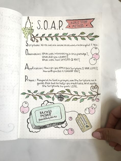 SOAP is a great Bible study method. S-cripture: write out one verse that was meaningful to you. O-bservation:What was interesting in this passage? What did you Learn? What was God saying to you? A-pplication: How can you apply this scripture to your life? How will you let it change you? P-rayer: Respond to God in prayer, use the Scripture as a guide. Ask God to help you meditate and apply the Scripture to your Life. 🛁❤️ Soap Meaning Bible, How To Scripture Journal, Bible Meditation Study Methods, Sunshine Bible Study Method, Bible Study Scrapbooking, This Bible Belongs To Page, How To Write A Devotional, 14days Challenge, Soap Bible Study Method Example