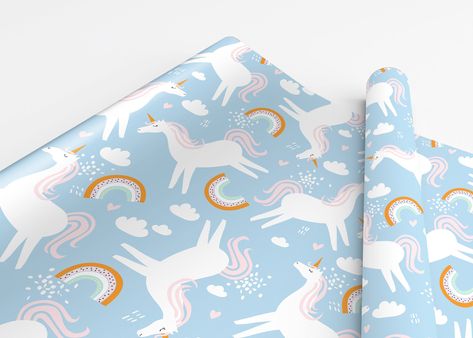 Unicorn Gift Wrapping Paper | Animal Birthday Fun: Kids Cartoon & Animal Wrapping Paper Collection for Special Occasions | Unicorn Birthday by YellowTreeCoShop on Etsy Unique Wrapping Paper, Yellow Tree, Wrapping Paper Design, Design Themes, Paper Animals, Art Making, Paper Designs, Kids Cartoon, Unicorn Gifts