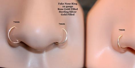 ILikeStuds - Etsy Gold Hoop Nose Ring, Nose Ring Sizes, Cute Nose Rings, Faux Nose Ring, Fake Nose Ring, Small Nose, Belly Button Jewelry, Fake Nose Rings, Fake Nose