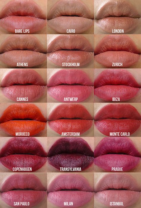 NYX Soft Matte Lip Cream Swatches-currently have Zurich, Morocco,  Amsterdam, Monte Carlo, Copenhagen,Transylvania. Nyx Soft Matte Lip Cream Swatches, Matte Make Up, Nyx Soft Matte Lip Cream, Nyx Soft Matte, Make Up Inspiration, Soft Matte Lip Cream, Matte Lip Cream, Makeup Swatches, Smokey Eyes