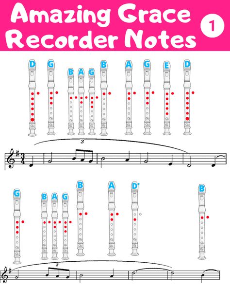 ▷ Amazing Grace Recorder Notes ▷ Recorder Notes Amazing Grace Recorder Notes, Recorder Songs With Fingerings, How To Play The Recorder, Recorder Notes Songs, Recorder Songs Beginner, Easy Recorder Songs, Recorder Fingering Chart, Amazing Grace Song, Recorder Notes