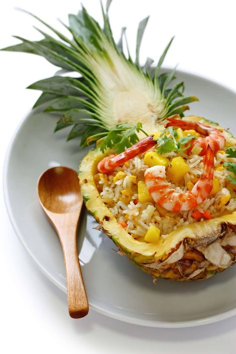 Thai Pineapple Fried Rice Thai Fusion Food, Thai Pineapple Fried Rice, Vacation In Hawaii, Pineapple Bowl, Pineapple Fried Rice, Food Fusion, Frugal Family, Canned Pineapple, Rice Ingredients