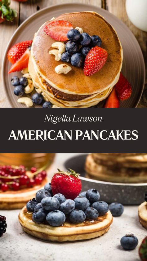 Nigella American Pancakes American Pancakes Recipe, Quick Pancake Recipe, Quick Pancakes, Nigella Lawson Recipes, No Flour Pancakes, American Pancakes, Pancake Recipe Easy, Butter Milk, Recipe Sweet