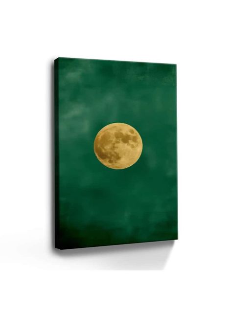 1pc Framed Canvas Poster Emerald Green Golden Moon Wall Art Canvas Paintings, Ideal Gift For Bedroom Living Room Corridor Wall Art Wall Decor Room Decoration Black Modern,Pastorale,Simple   Canvas Graphic,Letter,Slogan Hanging Painting,Framed Picture,Fabric painting   Home Decor, size features are:Bust: ,Length: ,Sleeve Length: Bedroom Decor Paintings, Green Painting, Golden Moon, Painting Room Decor, Decor Paintings, Cool Green, Green Paintings, Moon Wall Art, Painting Room