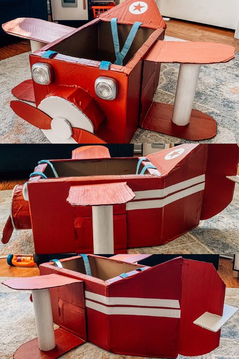 20$ and about 3 hours total to make this super fun DIY fire truck airplane costume. #diycostume #diyhalloweencostumes #halloweencostumeideas #diyproject Amelia Airhart, Diy Fire Truck, Airplane Costume, Airplane Diy, Diy Airplane, Airplane Birthday Party Decorations, Airplane Birthday Party, Diy Costume, Diy Halloween Costumes