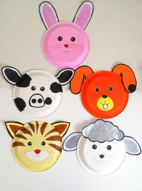 Pets Arts And Crafts Preschool, Paper Plates Crafts For Kids, Animals Crafts For Preschoolers, Paper Plate Farm Animals, Animal Art And Craft, Paper Plate Painting, Farm Animals Craft, Plate Crafts For Kids, Craft Animals