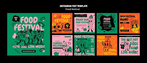 Food Festival Branding, Festival Instagram Post, Drawn Food, K Food, We Are Festival, Cool Instagram, Food Drawing, Instagram Design, Hot Meals