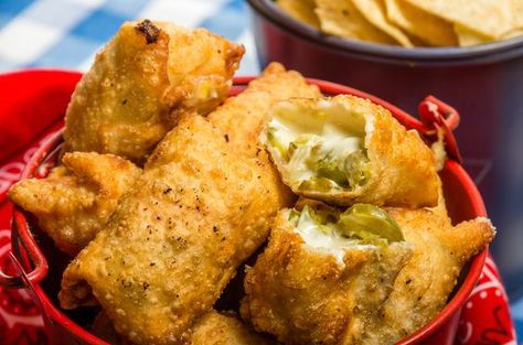 Quick and easy, these Cowboy Candy Poppers are perfect to serve at your next gathering.  Only three ingredients make up these mouth watering poppers that you can make ahead or assemble, cook and se... Cowboy Candy Appetizer, Cowboy Candy Uses, Recipes With Cowboy Candy, How To Use Cowboy Candy, Cowboy Candy Dip, Cowboy Bites, Party Munchies, Fried Recipes, Deep Fried Recipes