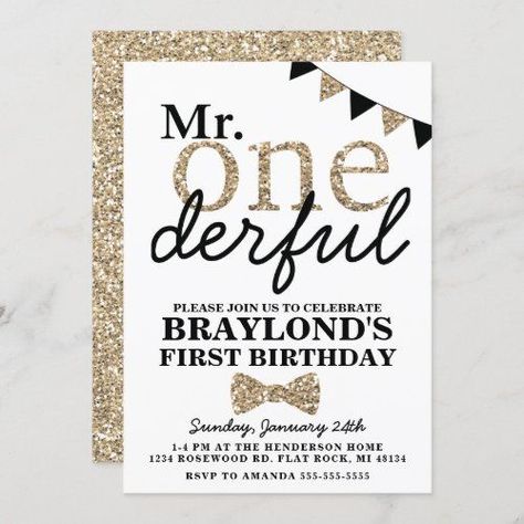 Onederful Birthday Invitation, Mr Onederful Birthday Invitations, Mr Onederful Birthday, Onederful Birthday, Mr Onederful, Gold First Birthday, First Birthday Cards, 21st Birthday Invitations, Mermaid Birthday Invitations