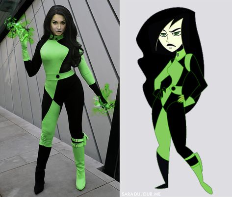 Shego Cosplay + Costume - Kim Possible • Sara du Jour Black Shego Costume, Sheego Cosplay, She Go Costume Kim Possible, Villian Halloween Costumes Female, Shego And Drakken Costume, Kim Possible Costume Couple, Sheego Kim Possible, Kim Possible And Shego Costume, Kim Possible Kostüm