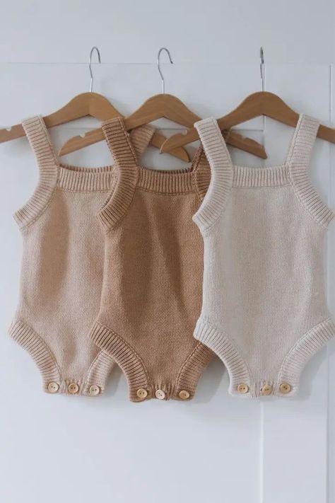 Summer Baby Outfits, Knit Baby Clothes, Knitted Bodysuit, Purl Knit, Boho Baby Girl, Neutral Baby Clothes, Baby Fits