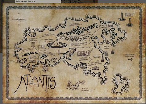 Atlantis Map, City Of Atlantis, Lost City Of Atlantis, Nautical Bathrooms, Inner World, Lost City, Vintage Map, North Africa, Map Poster