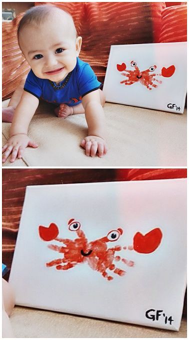 Handprint Crab Craft for Kids or Babies #Keepsake | CraftyMorning.com Crab Craft, Crab Crafts, Crafty Morning, Footprint Craft, Baby Art Projects, Footprint Crafts, Footprint Art, Handprint Crafts, Daycare Crafts