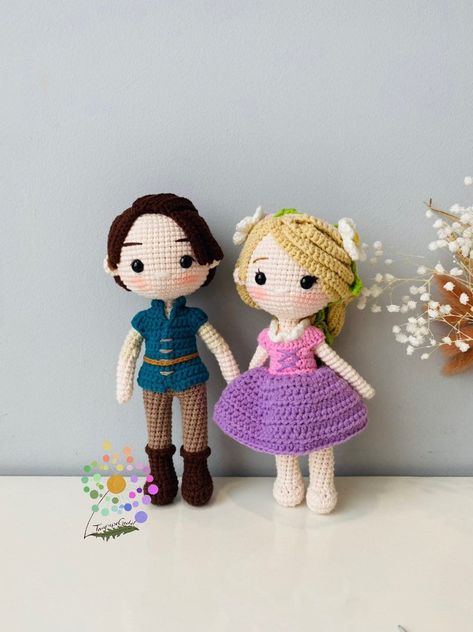 Cinderella Toys, Tangled Flynn, Tangle Toy, Tangled Movie, Rapunzel Disney, Crochet Princess, Crochet Doll Tutorial, Handmade Soft Toys, Crochet Disney