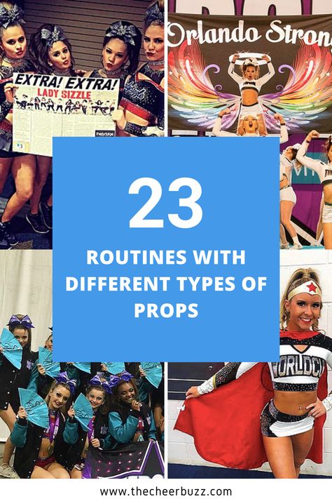 Whether the routine has a theme or not, using some type of props has become more and more popular in All-Star Cheerleading. We made a list of props with examples of routines where they are used in different ways! Featuring teams like World Cup Shooting Stars, Top Gun Allstars TGLC, Angels, Lady Jags & OO5, Twist & Shout Diamonds, The California Allstars Smoed and many more. Cheer Themes For Competition, World Cup Shooting Stars, Cheerleading Routine, California Allstars, Cheerleading Tips, Cheers Theme, Cheer Music, Cheer Routines, Magic Theme