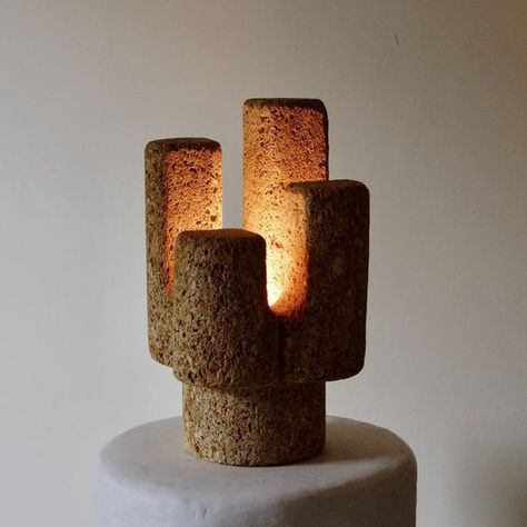 Stone Lamp Design, Brutalist Lighting, Brutalist Ceramics, Ceramic Lamps Handmade, 1970s Ceramics, Brutalist Decor, Brutalist Lamp, Brutalist Pottery, Ceramics Lamp