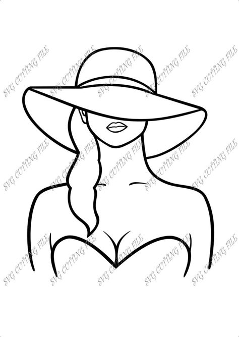 Woman photomodel svg woman with outline svg hat women's | Etsy Woman Outline, Digital Art Programs, Free Woman, Sip And Paint, Sip N Paint, Pencil Drawings Easy, Canvas Painting Designs, Line Art Design, Paint And Sip