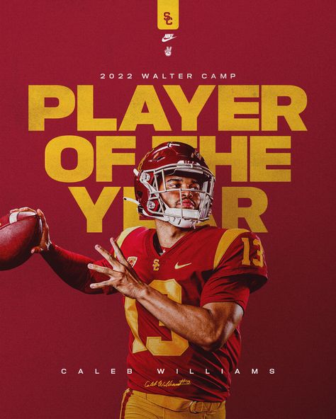 Caleb Williams graphic design Sports Magazine Covers, National Signing Day, Sports Campaign, Usc Football, Sports Advertising, Sports Design Ideas, Sports Design Inspiration, Sports Marketing, Sport Poster Design