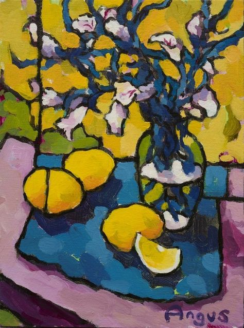 By Angus Wilson Angus Wilson, Yellow Paintings, Bold Paintings, Wilson Art, Folk Art Flowers, Fauvism, Santa Fe Nm, Painting Still Life, Flower Paintings