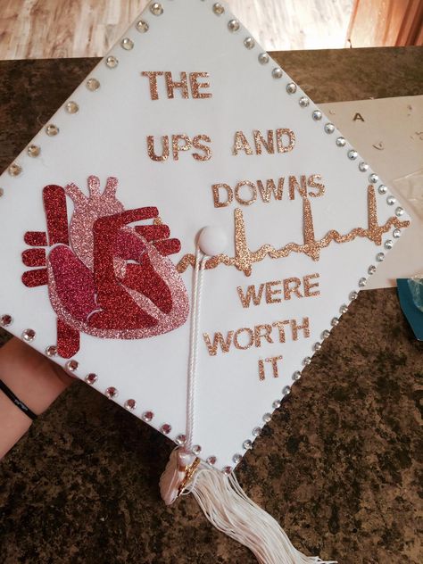 Nursing School Hat Grad Cap, Cap Decoration Graduation Doctor, Graduating Medical School Aesthetic, Diy Nursing Graduation Cap, College Cap Decorations Nursing, Senior Cap Ideas Nursing, Graduation Cap Medical School, Nursing Degree Graduation Cap, Nursing High School Graduation Cap