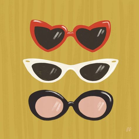 Drawing Sunglasses, Optic Logo, Sunglasses Illustration, Sunglasses Art, Accessories Design Sketch, Funky Sunglasses, Funky Glasses, Artistic Pictures, Small Drawings