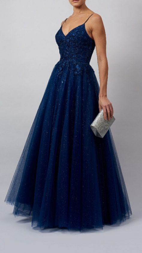 Blue Grad Dresses, Midnight Blue Prom Dresses, Matric Farewell Dresses, Prom Dress Navy, Zach Dempsey, Farewell Dresses, Justin Foley, Sparkle Prom Dress, The Karate Kid