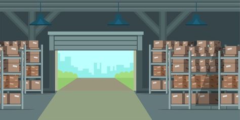 Warehouse Interior, Wooden Containers, Scenery Background, Conceptual Illustration, Interior Illustration, Interior Concept, Cartoon Background, Old Cartoons, Cartoon Illustration