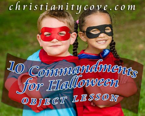 If we’re going to participate in Halloween, we should celebrate the Great Light in the Darkness (Jesus) and not the darkness itself! The use of a flashlight to study the “Ten Commandments of Halloween” can help students understand this. "T Halloween Bible Lesson, Kids Bible Study Activities, Halloween Sunday School, Kids Church Lessons, Halloween Lesson, Christian Halloween, Kids Sunday School Lessons, Bible Object Lessons, Childrens Sermons