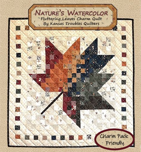 Leaf Quilt, Half Square Triangle Quilts Pattern, Fall Quilt Patterns, Watercolor Quilt, Quilt Wall, Charm Packs, Charm Quilt, Half Square Triangle Quilts, Nature Watercolor